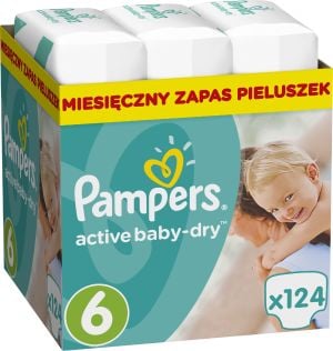 pieluchy pampers active baby 6 mb plus extra large 124
