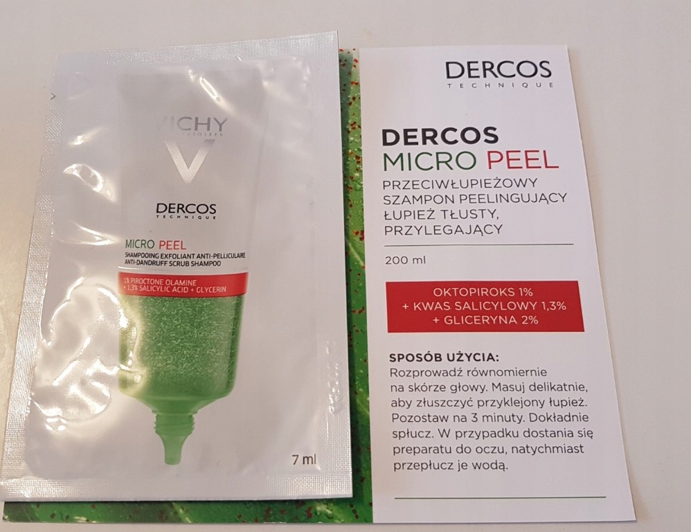dercos micro peel szampon peelingujący na tłusty przylegający łupież