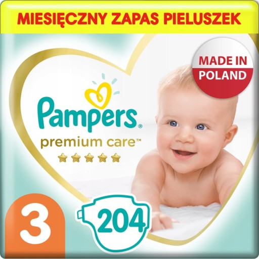 pampers pieluchy premium care 3 midi 204 szt