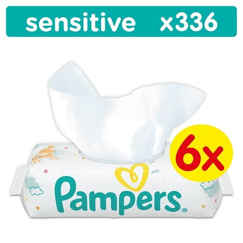 pampers sensitive chusteczki nawilżane 6x56 szt