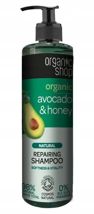 organic shop szampon do włosów avocado i miód regenerujący