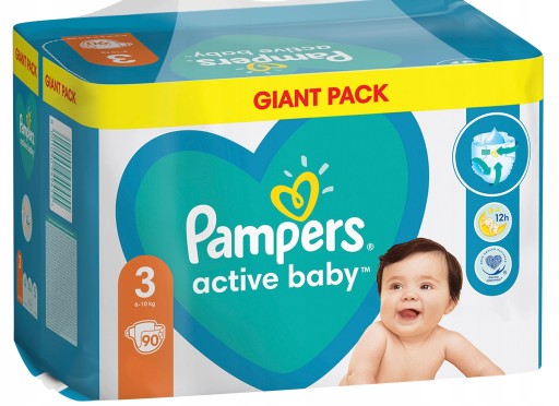 pampers active baby 3 midi 4-9kg giant pack 90 szt