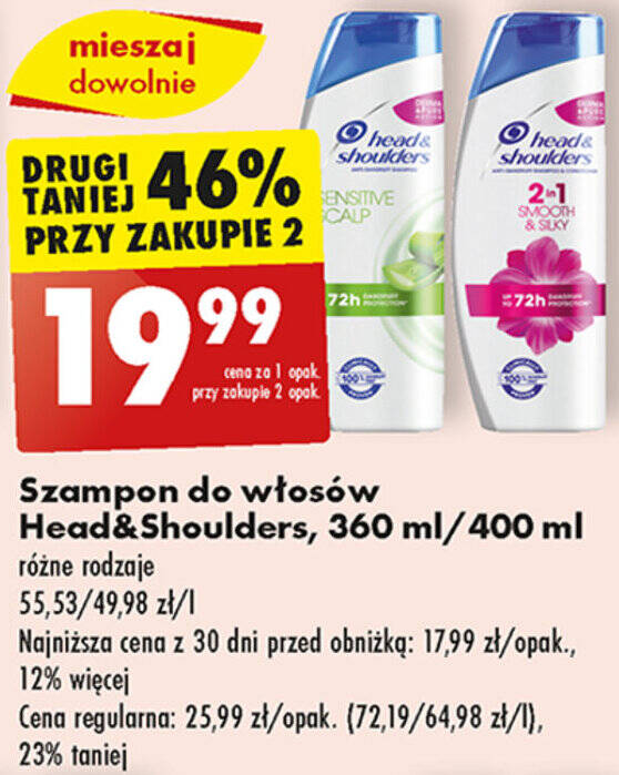 biedronka szampon head shoulders cena 400ml
