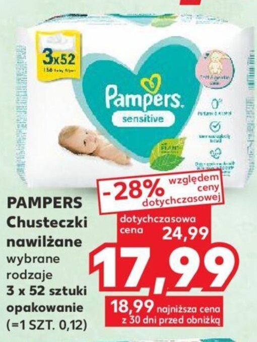 chusteczki nawilżane pampers cena kaufland