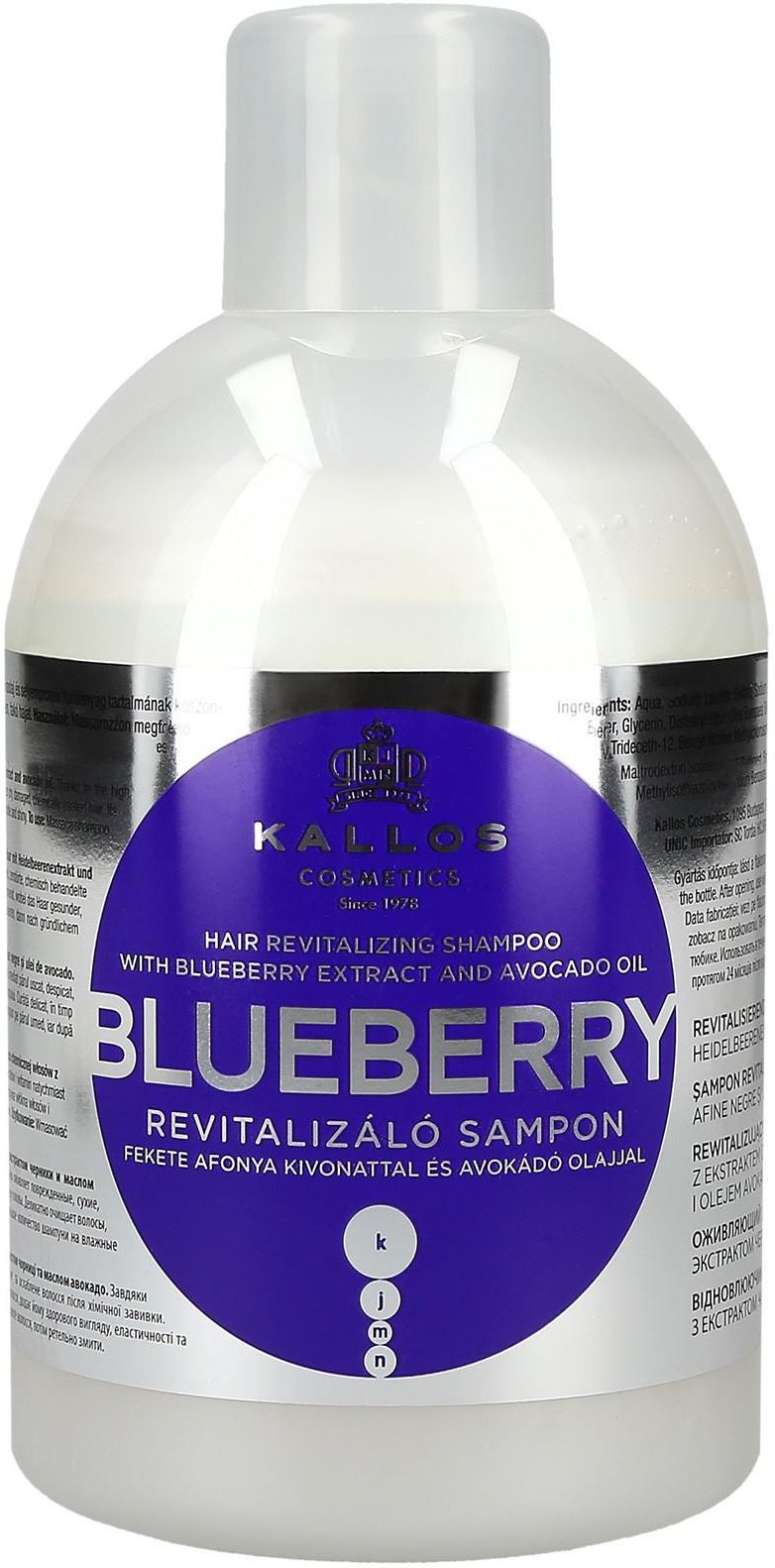 kallos blueberry rewitalizujący szampon do włosów 1000ml