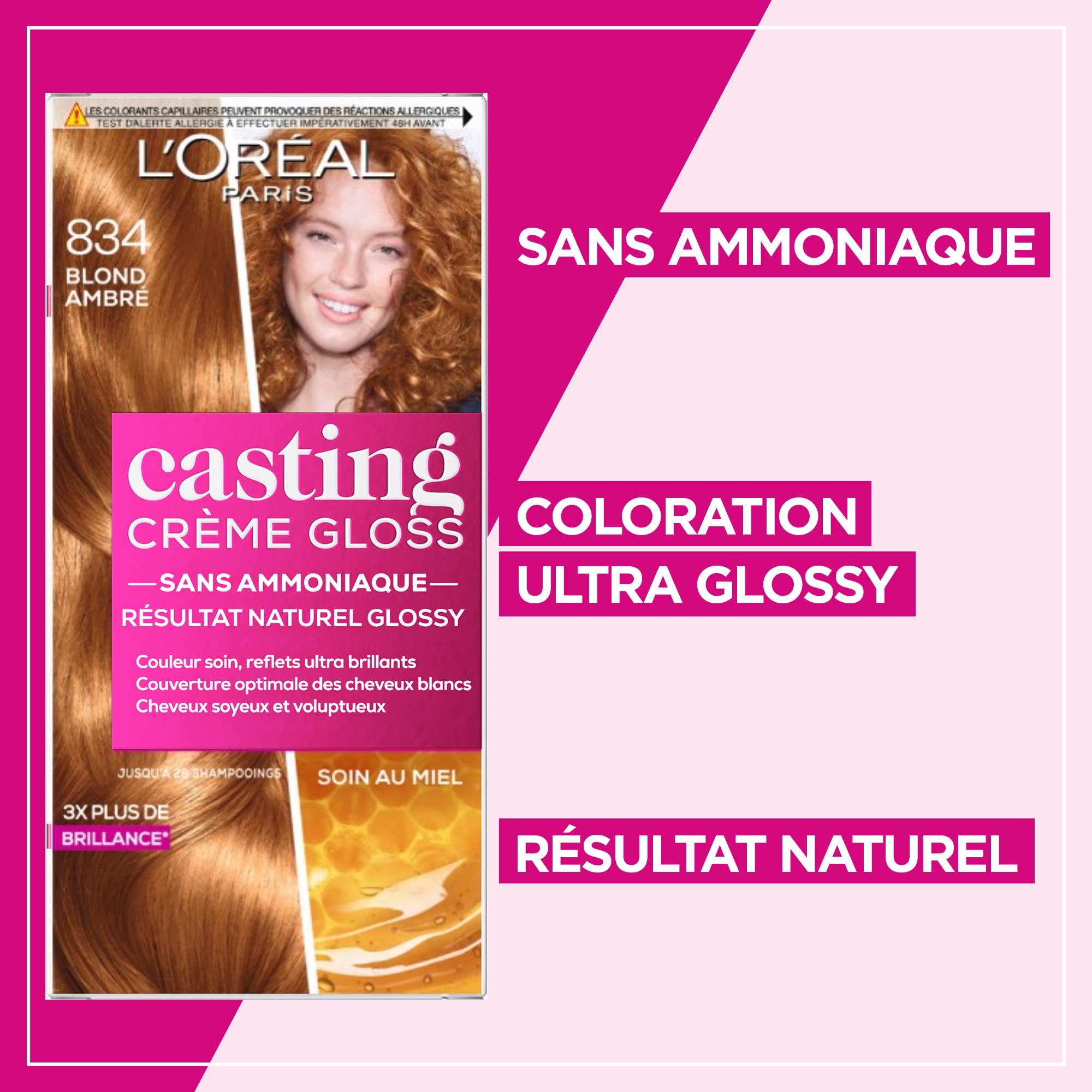 loreal casting creme gloss szampon koloryzujący bursztynowy blond 834