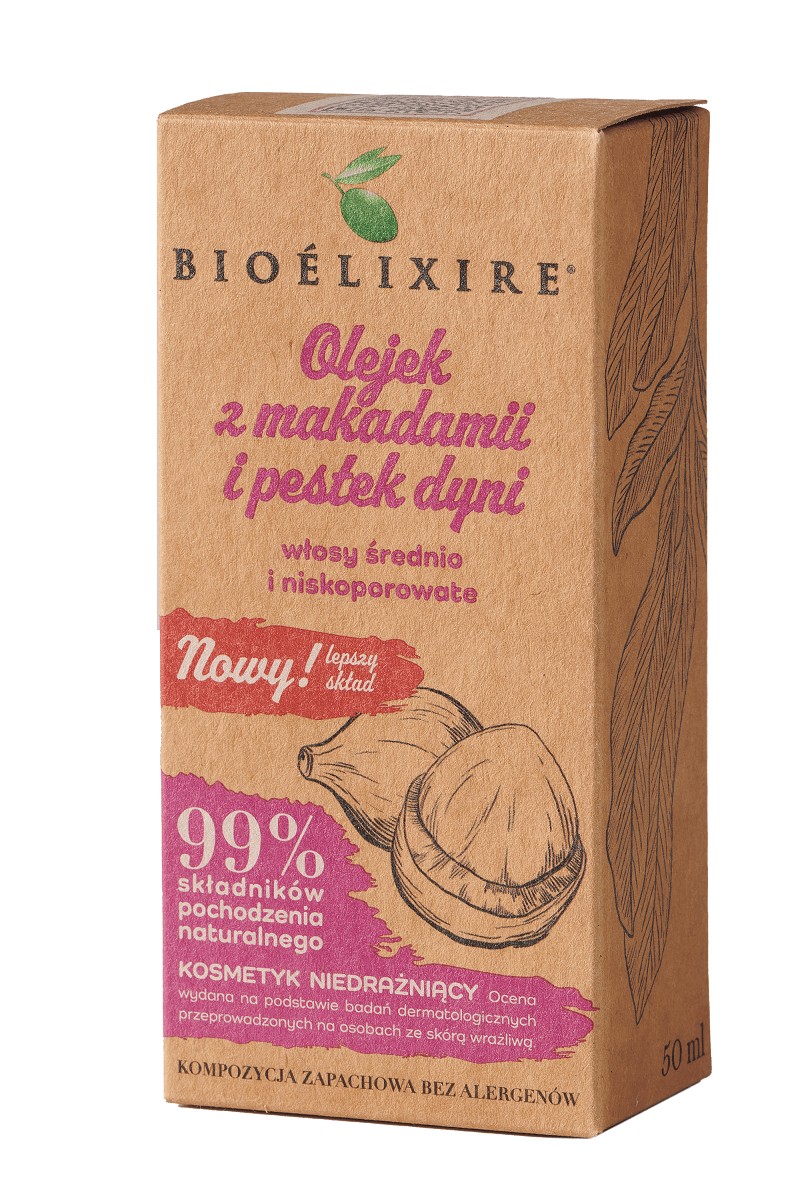 olejek makadamia do włosów bioelixire