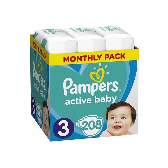 pampers 3 active baby dry 208