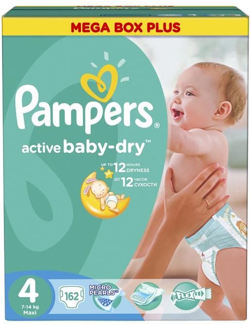 pampers active baby-dry pieluchy rozmiar 4 maxi 7-14kg 174 sztuk