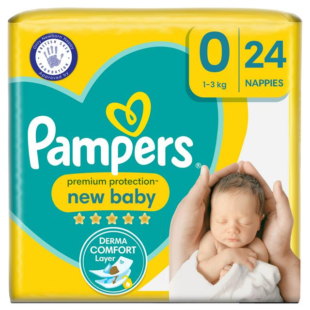 pampers new baby size 0 micro carry pack 24 nappies