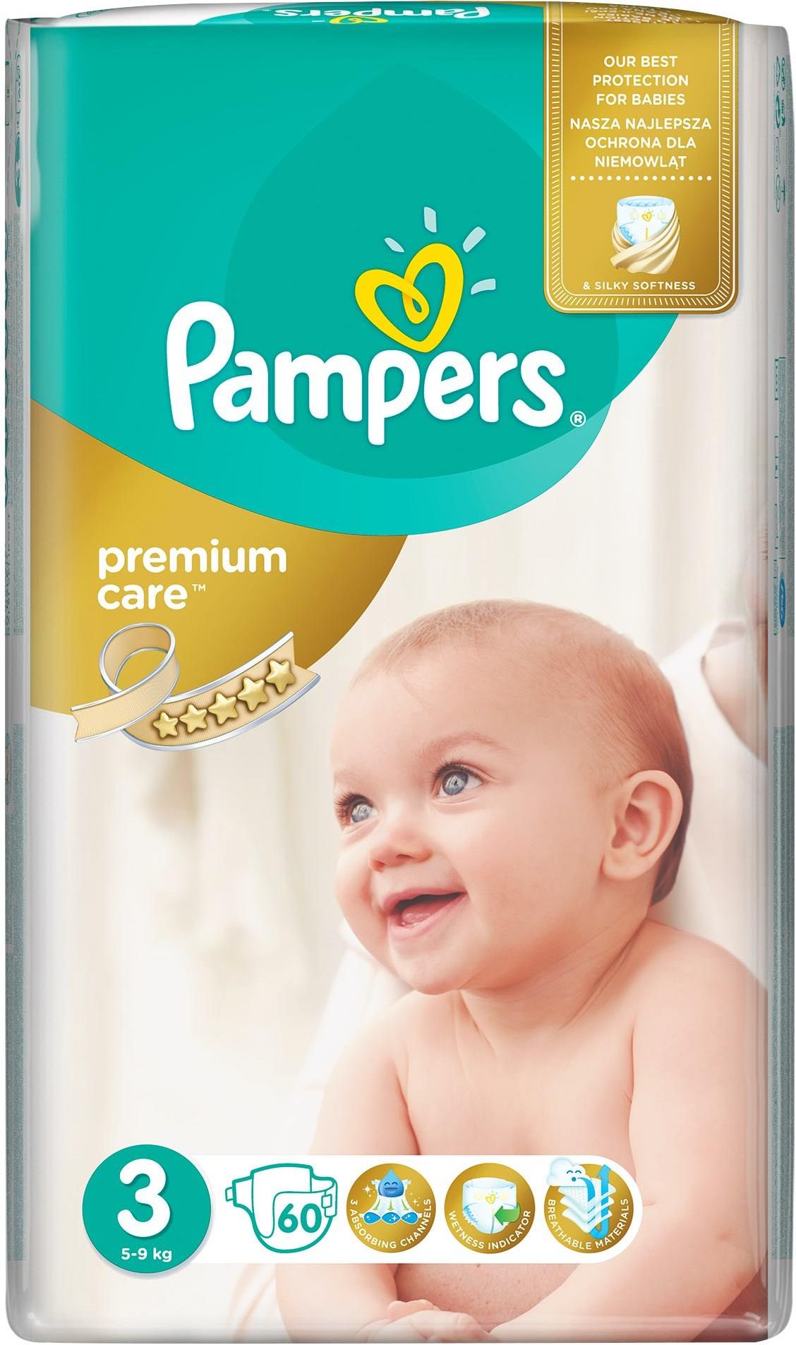 pampers premium care pieluchy rozmiar 3 midi 5-9kg 60 szt