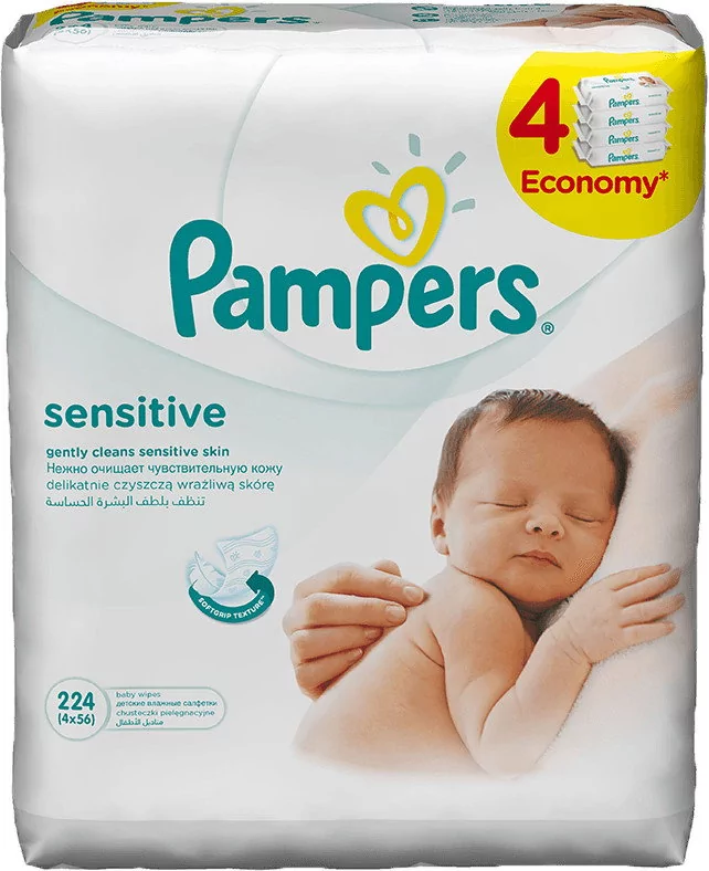 pampers sensitive chusteczki 4x56 sztuk