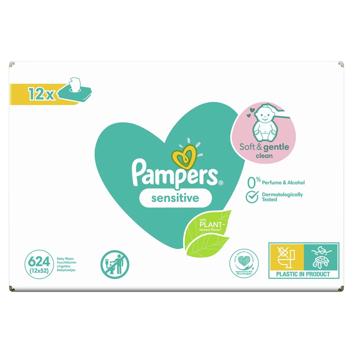 pampers sensitive chusteczki nawilżane 6x56 szt