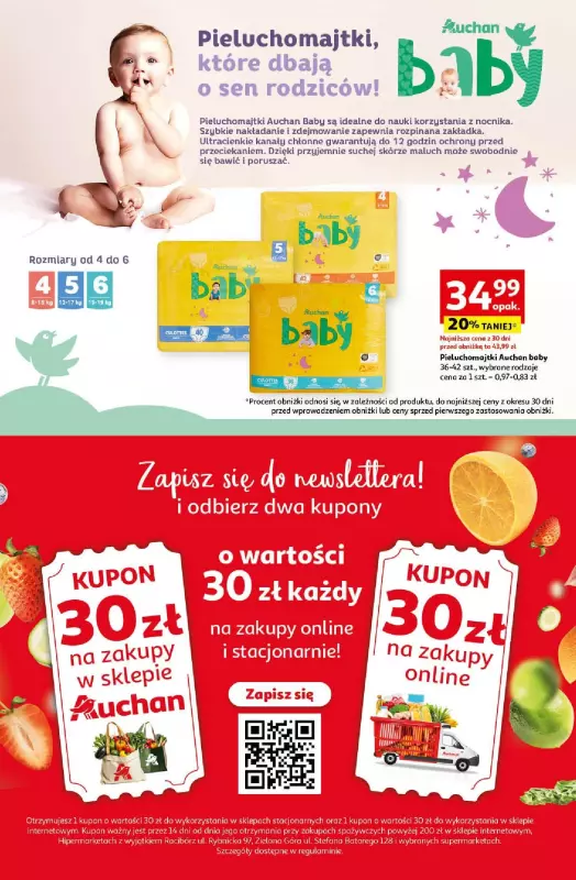 pieluchy auchan babby happy cena