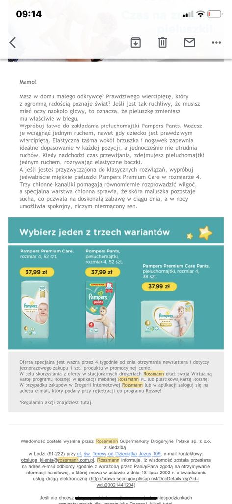 rossnę pampers za darmo