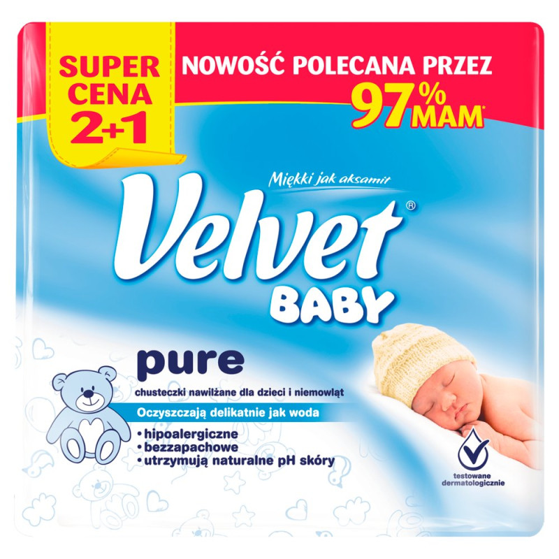 velvet_baby pure chusteczki nawilżane dla dzieci i niemowląt 64szt