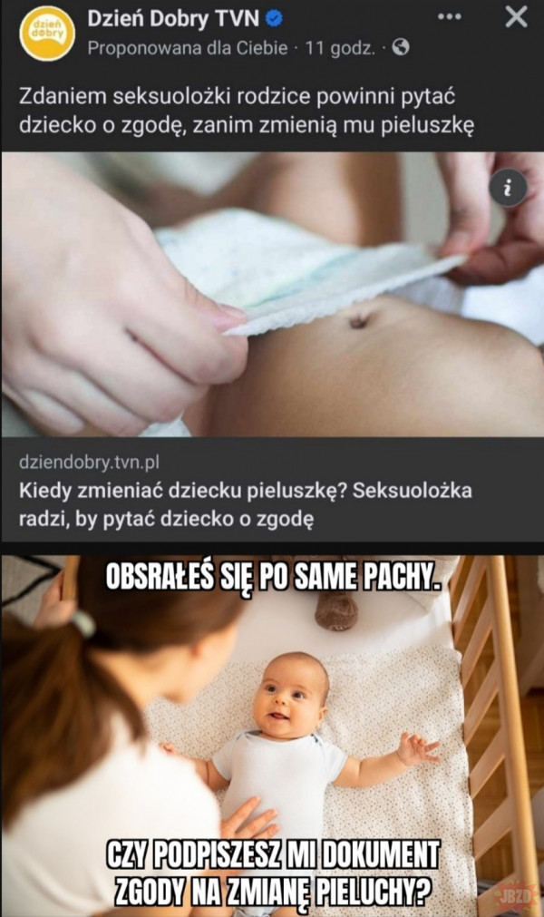 zmienianie pieluchy noworodkowi mem